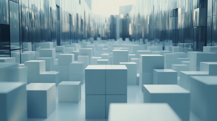 Fototapeta premium Abstract Cityscape Cubes Futuristic Digital Art Background