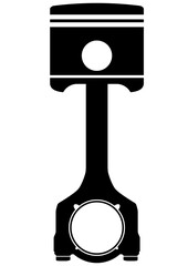 Silhouette of an engine piston with a connecting rod.