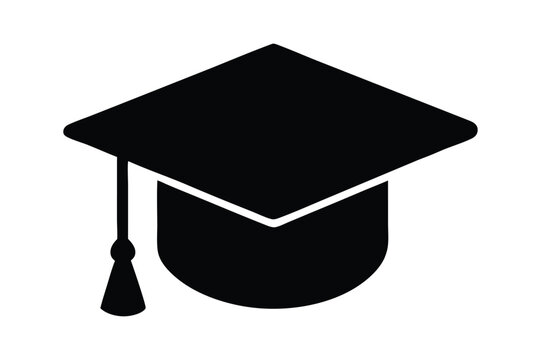 Minimalist graduation hat and diploma silhouette vector for SVG files
