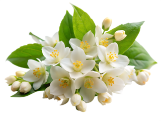 Flowers of jasmine on white background , PNG