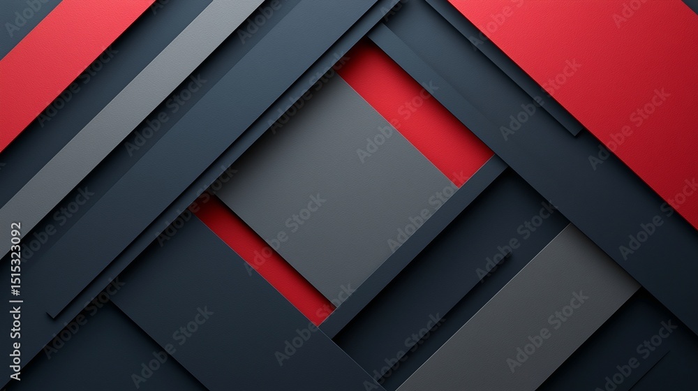 Poster abstract geometric design with red and gray overlapping shapes