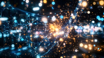 Obraz premium Abstract Network Connections Global Digital Data Flow