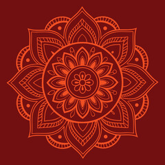 ornamental round lace pattern on red background