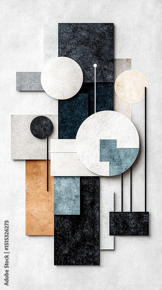 Poster abstract geometric shapes with noise texture and soft color palette