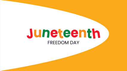 Obraz premium Clean and Bright Juneteenth Freedom Day design showing vibrant multicolored Juneteenth text a modern minimalist vector illustration for celebration
