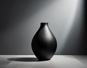 Mattschwarze Vase mit geometrischer Form