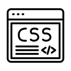 Css web development outline icon. Web development icon isolated on white background. Transparent background, minimalist symbol. Vector images
