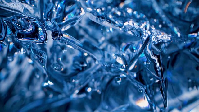 Macro view ice crystals glisten with blue hue on dark textured surface showing cold purity fragile natural patterns uniqueness closeup mystery winter inspiration