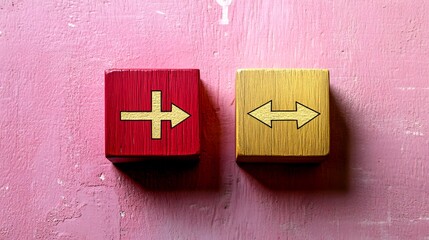 Directional Choice Wooden Blocks Red Gold Arrows