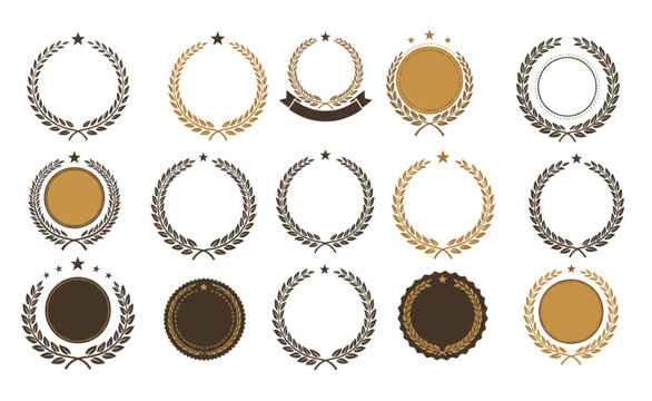 Elegant Laurel Wreath Design Elements for Logos Branding and Award Icons