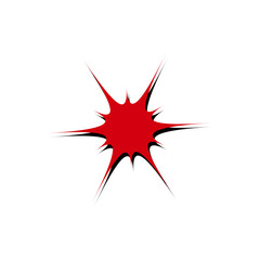  Red comic-style explosion shape with sharp edges on white background. Great for pop art designs, sale stickers, or dynamic graphic elements.