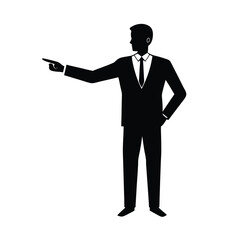 Businessman pointing silhouette with hand in pocket vector