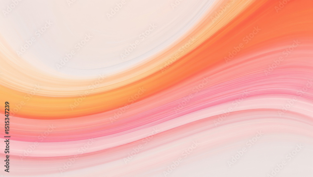 Poster soft waves of color blend elegantly, creating a serene abstract background with warm hues of orange,