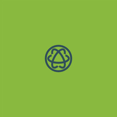 Abstract atomic symbol over green background