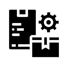 Fototapeta premium Logistics Management and Inventory Icon – Supply Chain Vector: Solid icon representing logistics management and inventory, ideal for supply chain, warehouse, and operational planning visuals.
