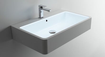 Fototapeta premium Modern wall mounted bathroom sink in studio shot