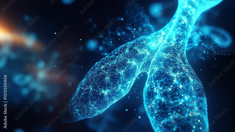 Aufkleber glowing blue synapse with sparkling nodes and space backdrop