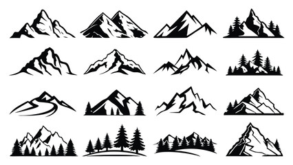 vector set of mountain icons