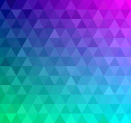 Fototapeta premium Abstract vector background composed of blue, green and pink equilateral triangles with a color gradient. 