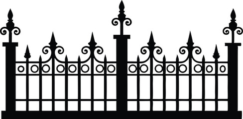 detailed-wrought-iron-fencing-silhouette-for-urban.eps