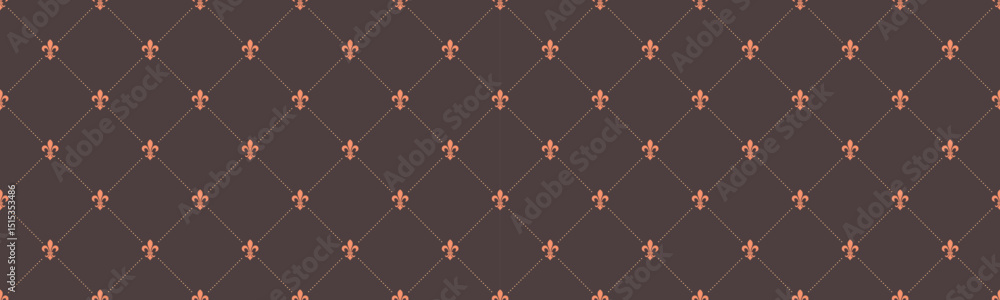 Poster elegant repeating pattern featuring a fleurdelis motif on a dark background. ideal for luxurious des