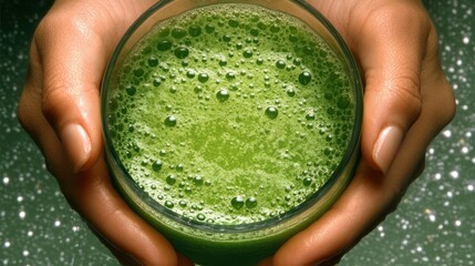 Refreshing Green Juice in Hands