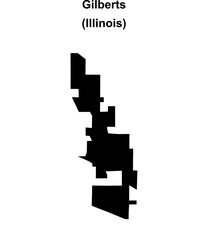 Gilberts (Illinois) blank outline map