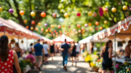 Obraz premium Blur background of garden festival day in summer