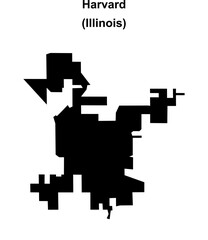Obraz premium Harvard (Illinois) blank outline map