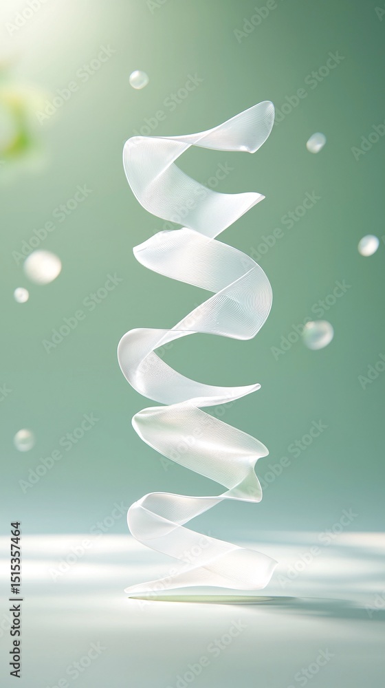 Poster abstract motion lines flowing vertically over light green background