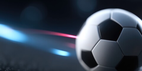Naklejka premium Fast Soccer Ball with Red and Blue Light Trails