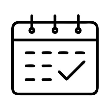 Calendar with check mark icon in outline style