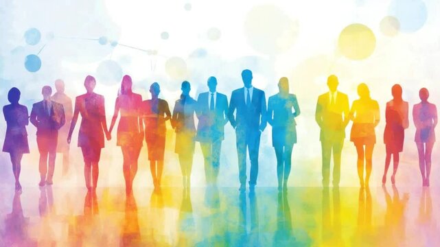Diverse Teamwork: Colorful Silhouettes of People Connecting for Business Success - Powered by Adobe