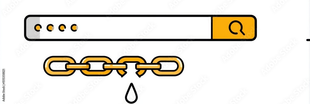Aufkleber broken link chain illustrated below a url bar highlighting internet connectivity issues and digital 