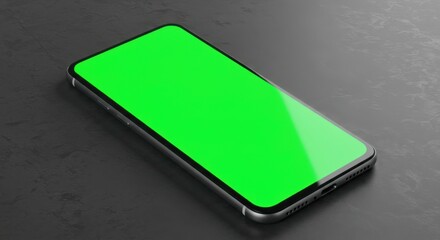 Sleek smartphone with vibrant green display on textured background, suitable for digital presentations.