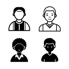 Diverse Young People Avatar Vector Icons isolated on white background
