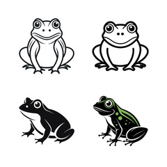 Minimalist Frog Vector Illustrations Set isolated on white background
