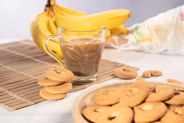 Breakfast table, a simple but delicious breakfast table. Selective focus.