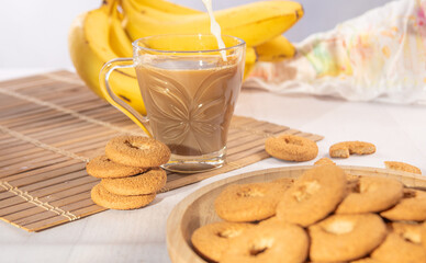 Breakfast table, a simple but delicious breakfast table. Selective focus.