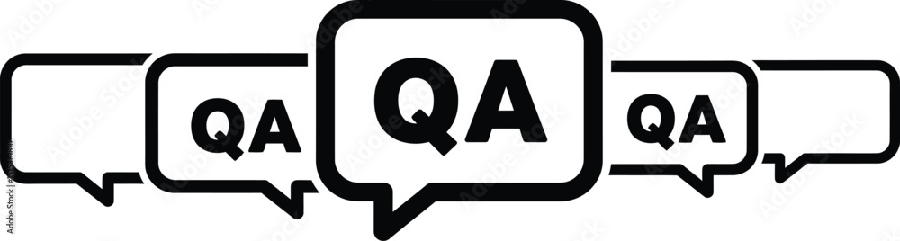 Poster q&a speech bubbles icon set, simple questions and answers communication symbols ai generative
