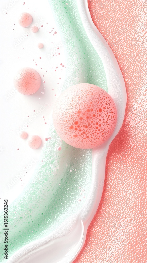 Aufkleber abstract pink and mint geometric blobs background