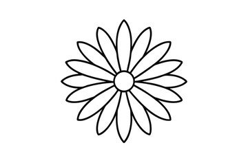 Simple line art flower design black and white floral illustration
