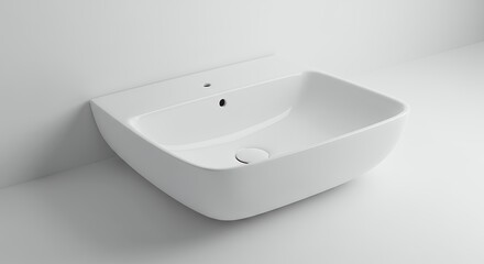 White rectangular wall mounted sink