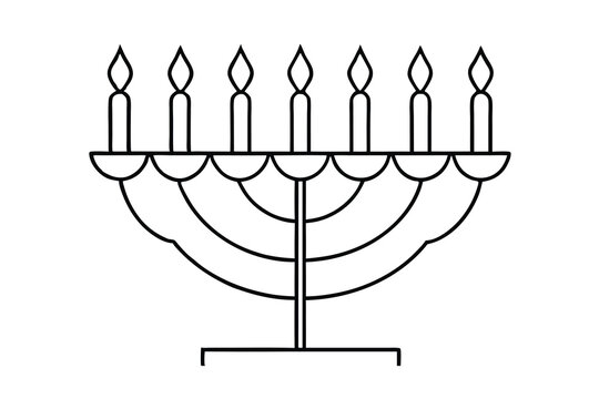 black menorah with candles, hanukkah celebration clip art preview