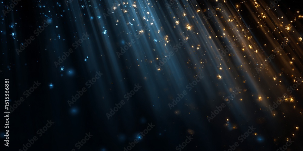 Poster captivating abstract representation of cosmic elements with shimmering lights and deep space backgro
