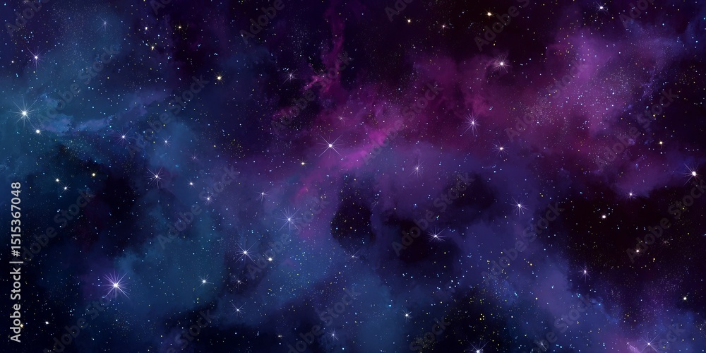 Poster expansive cosmic backdrop featuring vibrant colors and twinkling stars in an abstract space setting