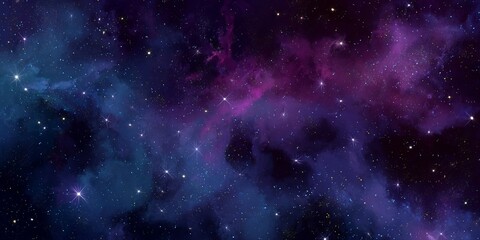 Fototapeta premium Expansive cosmic backdrop featuring vibrant colors and twinkling stars in an abstract space setting