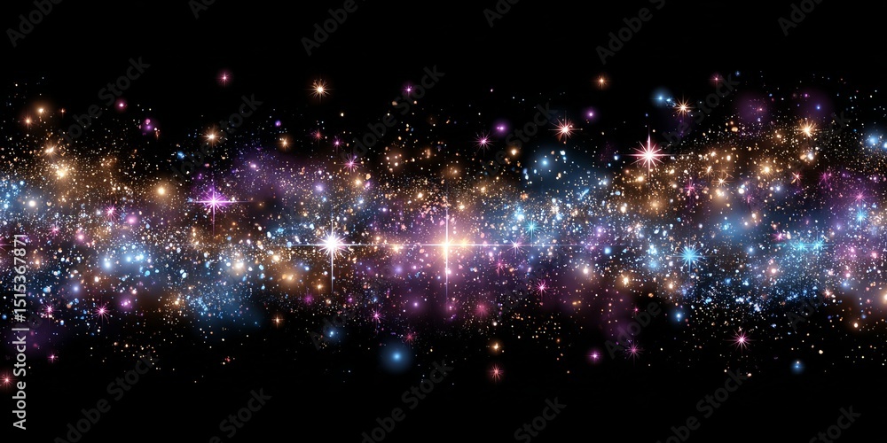 Poster vast abstract space with colorful cosmic elements and shimmering stars in a beautiful galactic displ
