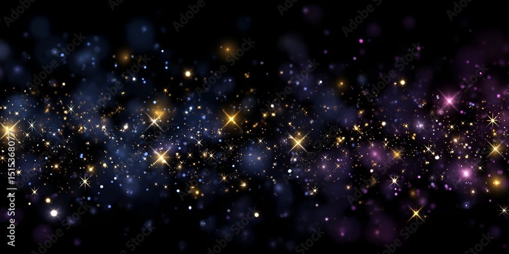 Poster vibrant cosmic abstract with sparkling stars and colorful nebula in deep space