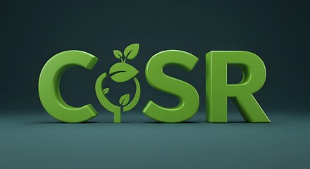 Green Letters with Leaf Symbol for Responsibility Concept